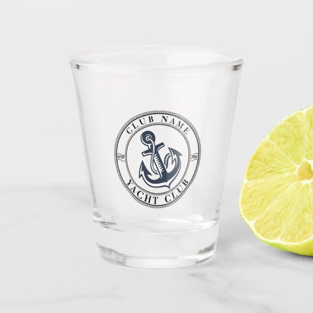 Verre A Shot Marine bleue Ancre nautique club nautique (Devant)