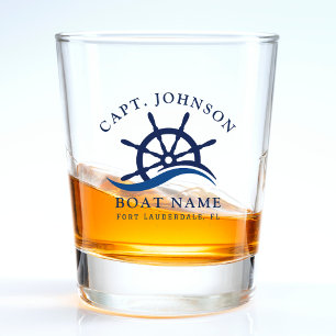 Verre A Shot Marine Nautique Blue Wave Capitaine de vaisseau He