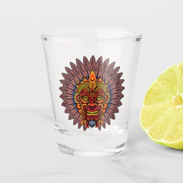 Verre A Shot Masque rituel du roi guerrier tribal (Devant)