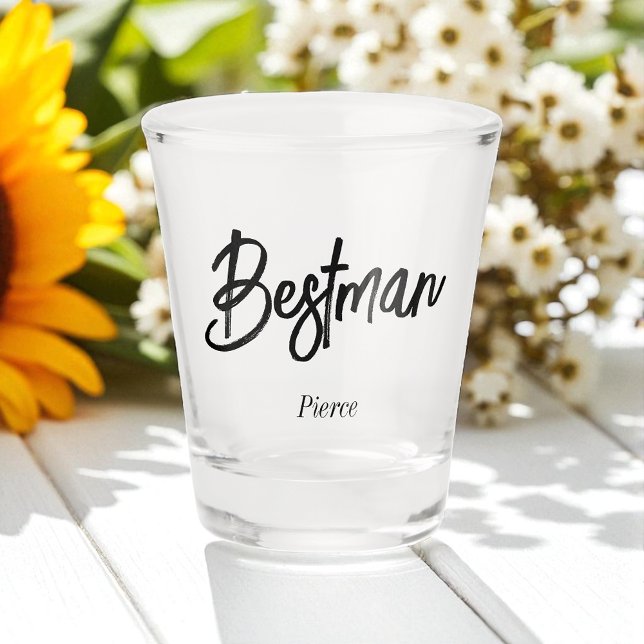 Verre A Shot Meilleur homme Mariage noir blanc  (Créateur téléchargé)
