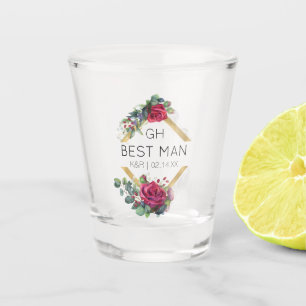 Verre A Shot Meilleur homme Rose rouge Mariage Date Monogramme 