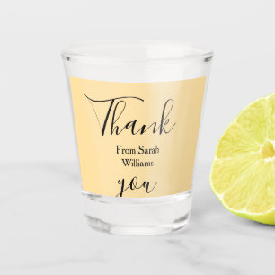 Verre A Shot Merci de ajouter nom pastel jaune bohème mariage