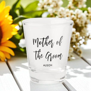 Verre A Shot Mère du marié mariage noir blanc
