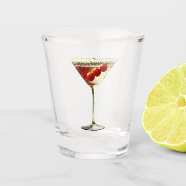 Verre A Shot Milieu du siècle moderne Cranberry Martini (Devant)