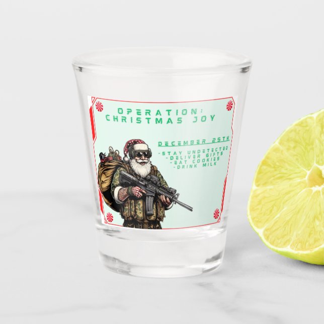 Verre A Shot Militaire amusant/Père Noël de Noël (Devant)