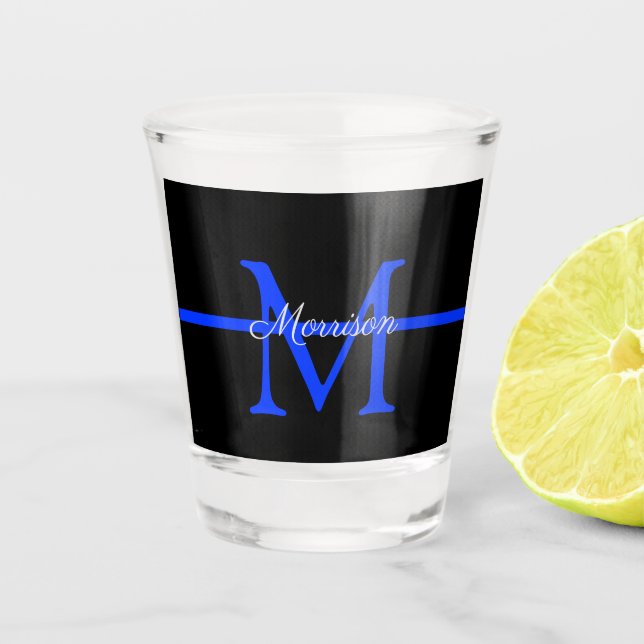 Verre A Shot Mince Ligne Bleue Police Parti de retraite Monogra (Devant)