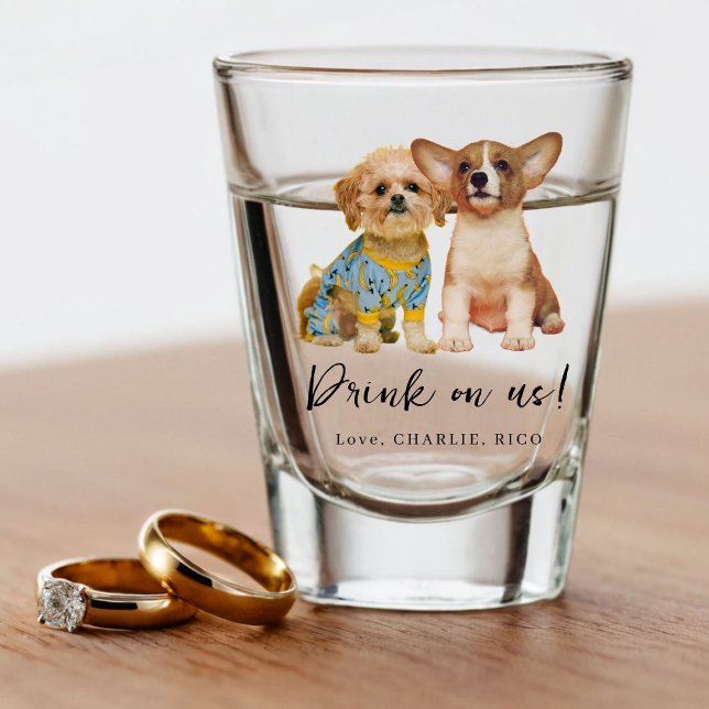 Verre A Shot Minimalist Dog Pet Photo Wedding  (Créateur téléchargé)