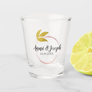 Verre A Shot Minimaliste Ajouter un nom de couple Date Rose ros