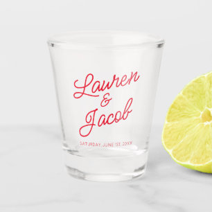 Verre A Shot minimaliste moderne rose et Mariage rouge