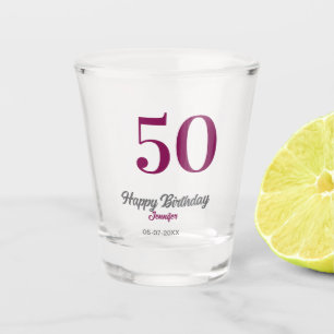 Verre A Shot modèle mauve 50e anniversaire ajouter nom date ann