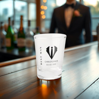 Verre A Shot Modern Minimal Meilleur Nom Homme Mariage Fête Cad
