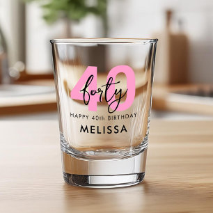 Verre A Shot Moderne Elégant Quarty Pink 40e anniversaire