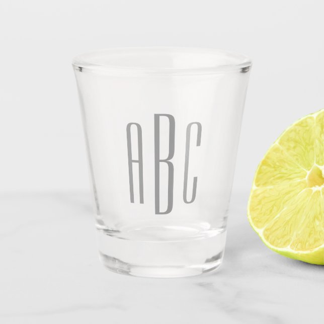 Verre A Shot Moderne Gris Simple Trois Lettres Monogramme (Devant)