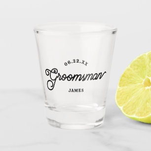 Verre A Shot Moderne Personnalisé Minimaliste Groomsman Shot Gl