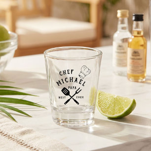 Verre A Shot Moderne Rustique Chef MEILLEUR PAPA JAMAIS Fête de