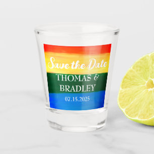 Verre A Shot Moderne simple arc-en-ciel LGBT unique Mariage gay