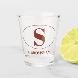 Verre A Shot Moderne simple Monogramme Groomsmen Mariage cadeau
