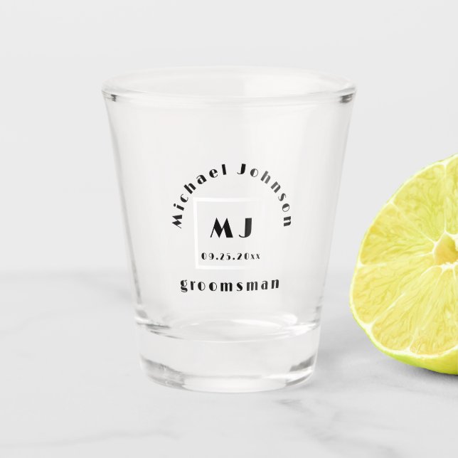 Verre A Shot Monogram Groomsman Bachelor Party Shot (Devant)