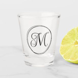 Verre A Shot Monogramme arrondi du script de courbe