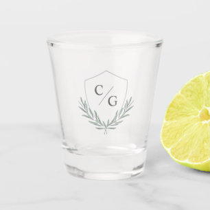 Verre A Shot Monogramme Crest avec couronne de laurier à feuill