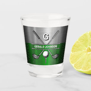 Verre A Shot Monogramme de golf Metallic Green et Argent
