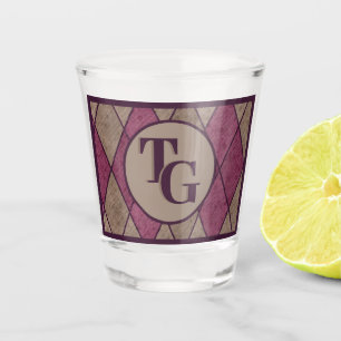 Verre A Shot Monogramme de Jacquard de diamant rouge classique 