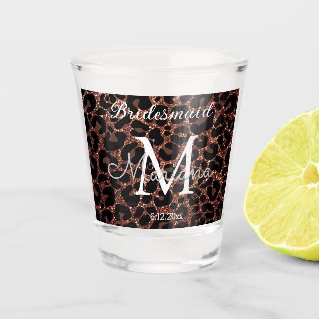 Verre A Shot monogramme de la femme de motif léopard de luxe br (Devant)
