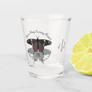 Verre A Shot Monogramme de l'ombre des papillons Roses de Criso