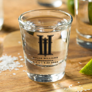 Verre A Shot Monogramme de mariage de garçon d'honneur minimali