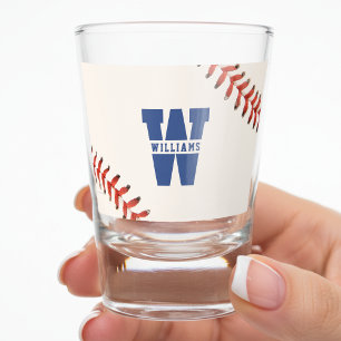 Verre A Shot Monogramme de nom de sport de baseball softball