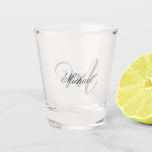 Verre A Shot Monogramme gris minimaliste Plain Chic