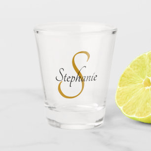 Verre A Shot Monogramme initial et nom Simple minimaliste