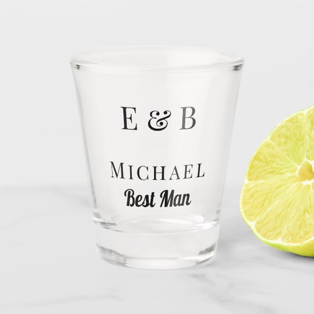 Verre A Shot Monogramme Mariage Best Man Cadeau Black personnal (Devant)
