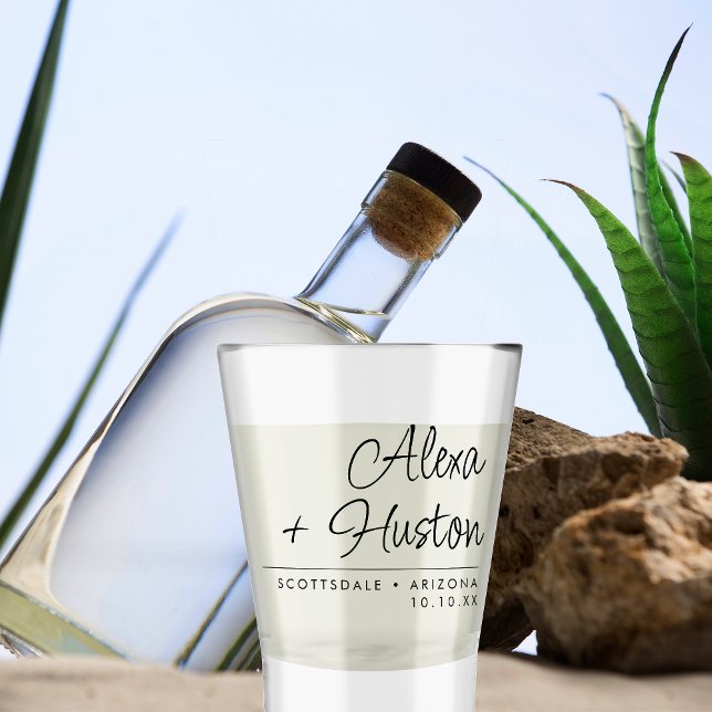 Verre A Shot Monogramme minimaliste moderne Mariage de script p (Créateur téléchargé)