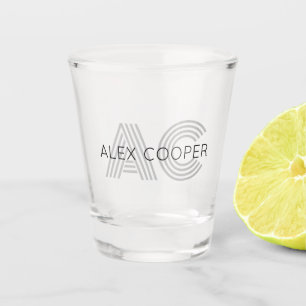 Verre A Shot Monogramme noir et blanc moderne