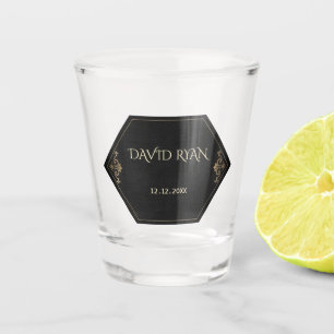 Verre A Shot Monogramme or glam et art déco noir