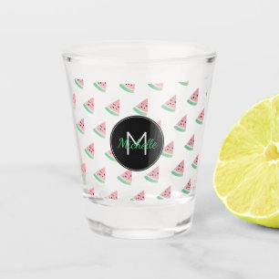 Verre A Shot Monogramme personnalisé de pastèque à l'aquarelle
