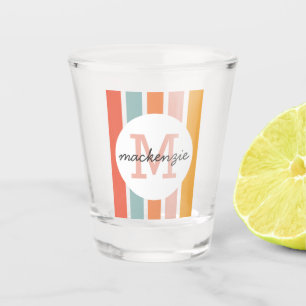 Verre A Shot Monogramme Retro Grandes Colorées Personnalisées