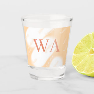 Verre A Shot Monogramme rétro gras nom blanc orange pêche paste