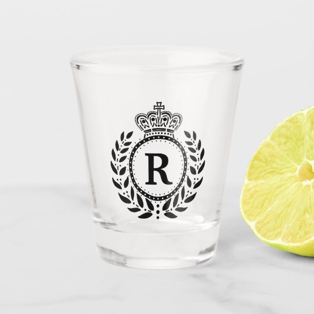 Verre A Shot Monogramme royal noir de la couronne | de (Devant)