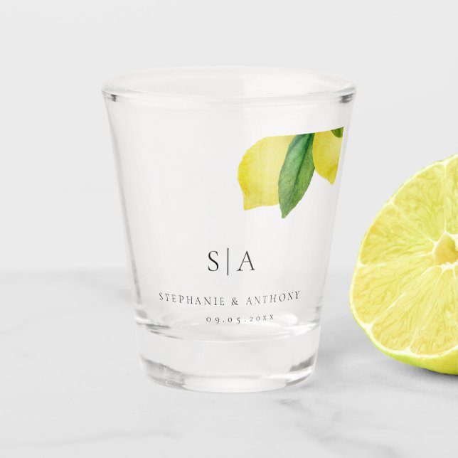 Verre A Shot Monogrammes Citrus citron Mariage de verdure (Devant)