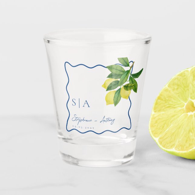Verre A Shot Monogrammes Citrus citron, Mariage frontalier de l (Devant)