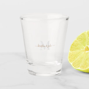 Verre A Shot Monogrammes et noms de script Gold & Grey