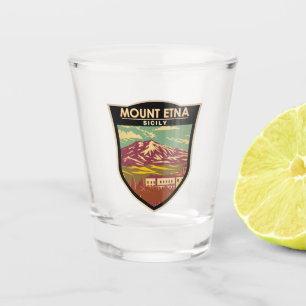 Verre A Shot Mont Etna Sicile Voyage Art Vintage