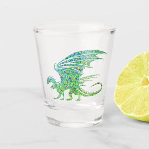 Verre A Shot Mosaïque Extraordinaire de dragon vert