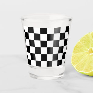 Verre A Shot Motif blanc de noir classique de damier