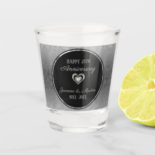 Verre A Shot Motif de Damas Gradient Argent Anniversaire