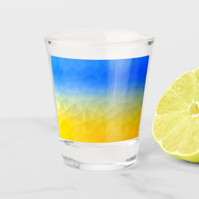 Verre A Shot Motif de maillage géométrique bleu jaune Ukraine (Devant)
