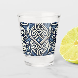 Verre A Shot Motif moderne grec bleu et blanc