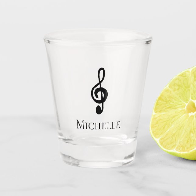 Verre A Shot Musical Treble Clef noir blanc (Devant)